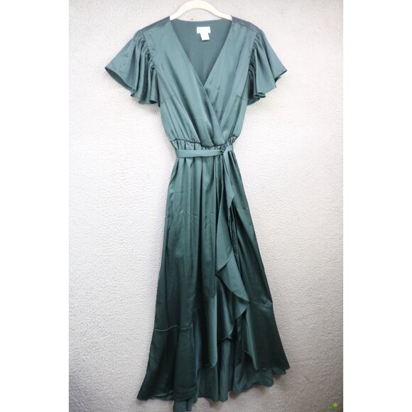 Nicole Miller Dresses & Skirts - Nicole Miller Dark Green Satin Wrap Dress-Size Small-Fairy-Whimsigoth